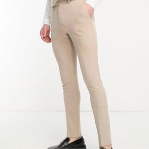 ASOS Design super skinny linen suit trousers in stone- Size 32 x 32